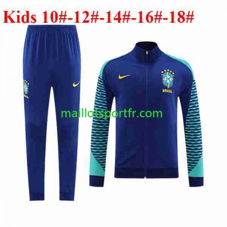 Brésil Enfant Ensemble Vestes d'entrainement Bleu 2023/24 Brésil Enfant Ensemble Vestes d'entrainement Bleu 2023/24